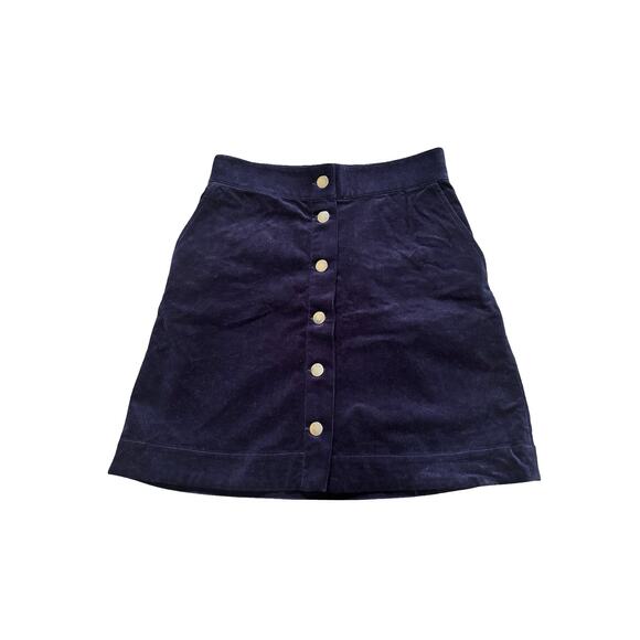 & Other Stories Navy Blue Corduroy Mini Skirt with Buttons Size 2 Fall Winter - Picture 2 of 7